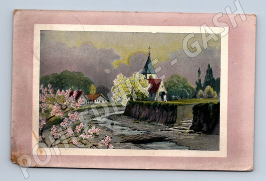 Pohlednice Rakousko vesnická krajina kostel 1908 (M25879)