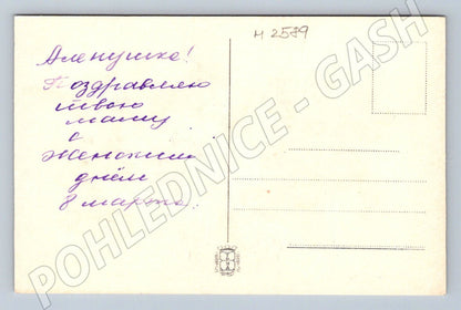 Postcard flowers Russian handwriting (M2589)