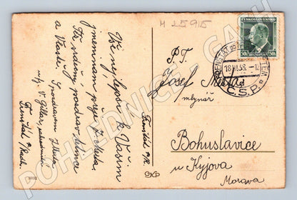 Pohlednice blahopřání k jmeninám ovoce 1938 (M25915)
