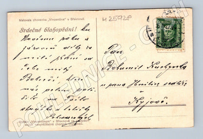 Pohlednice Břevnov kytice šeřík 1928 (M25928)