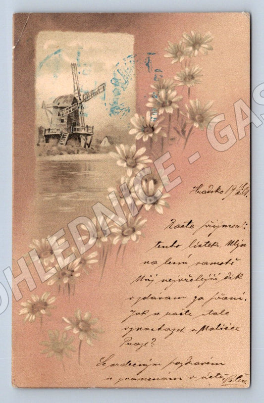 Postcard mill and flowers postcard (M2593)
