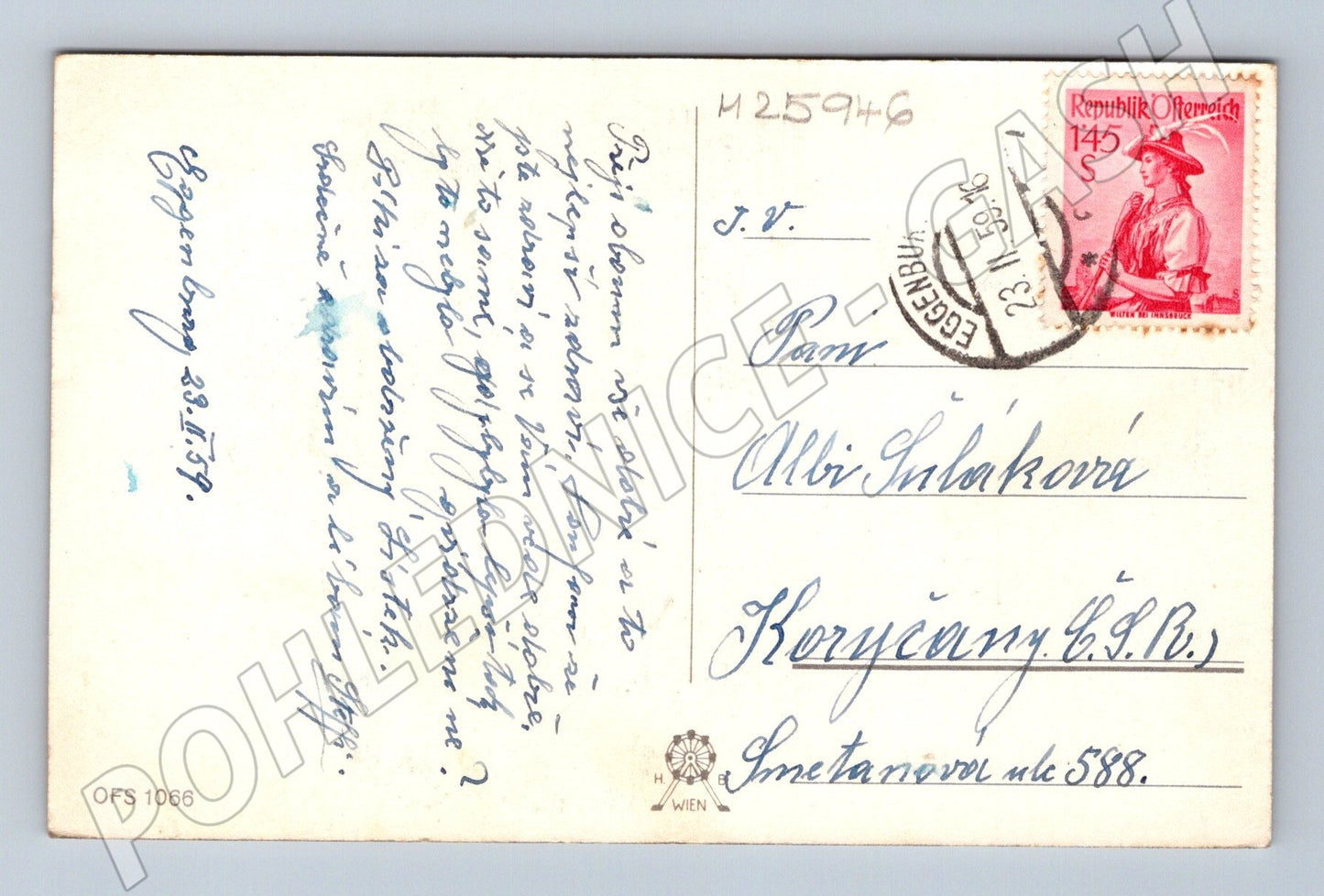 Pohlednice Rakousko děti v dešti jmeniny 1959 (M25946)