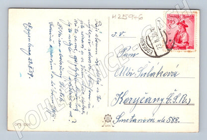 Pohlednice Rakousko děti v dešti jmeniny 1959 (M25946)