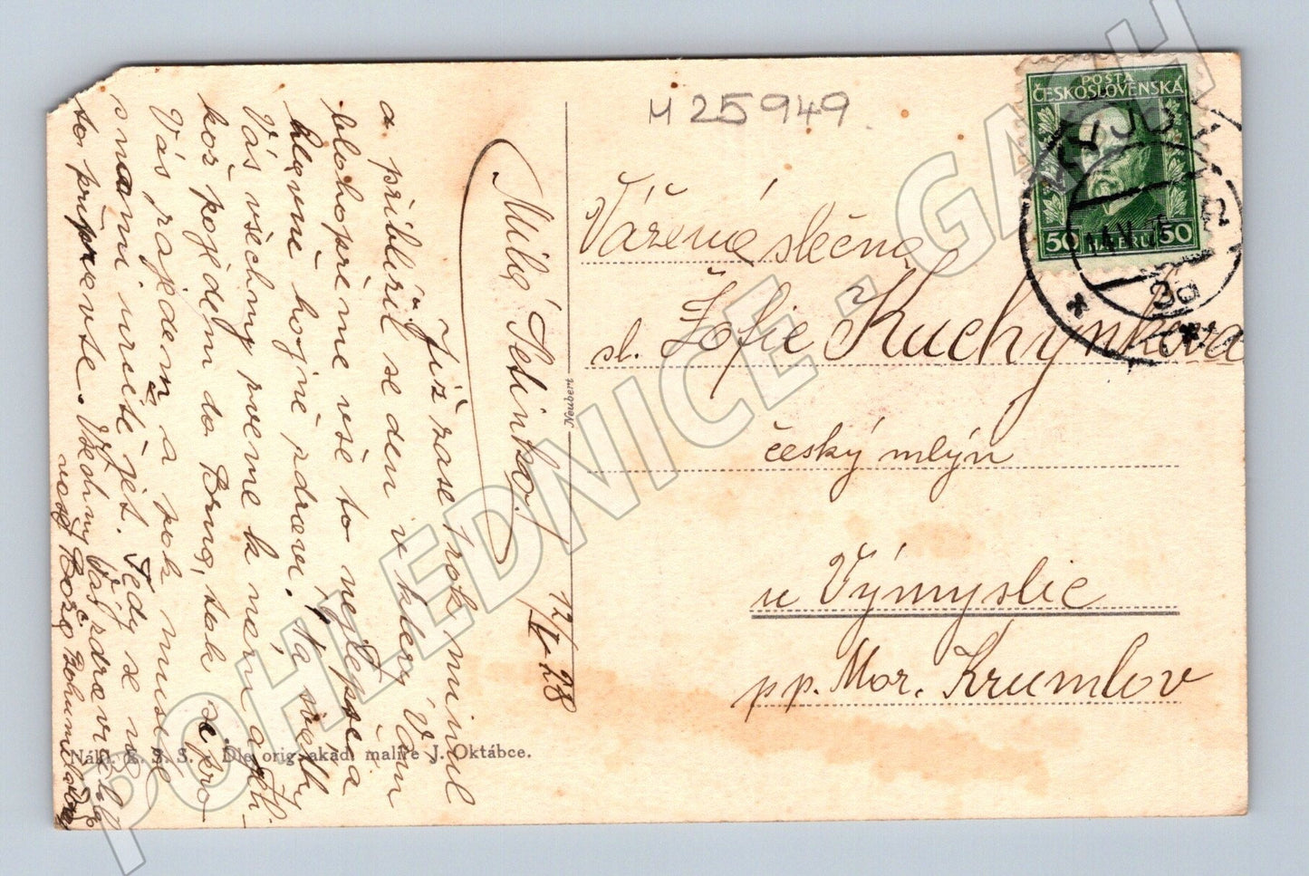 Pohlednice blahopřání k jmeninám růže 1928 (M25949)
