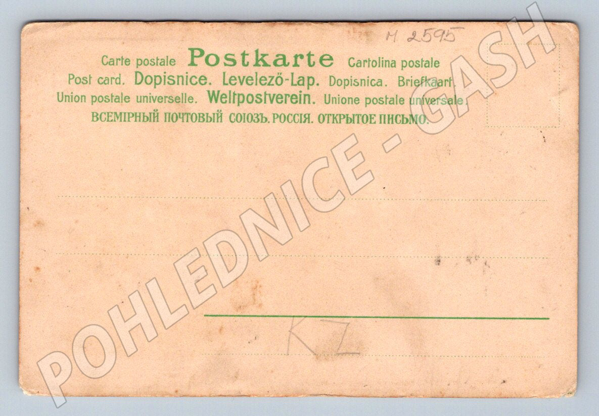 Postcard colored ethnography two figures (M2595)