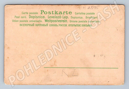 Postcard colored ethnography two figures (M2595)