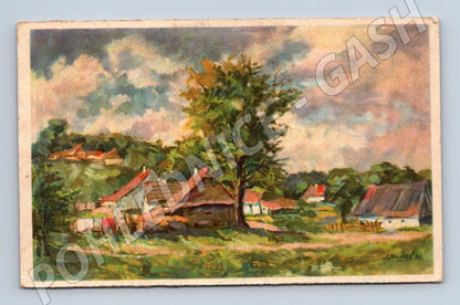 Pohlednice venkovská krajina malba J. Hubes 1940 (M25970)