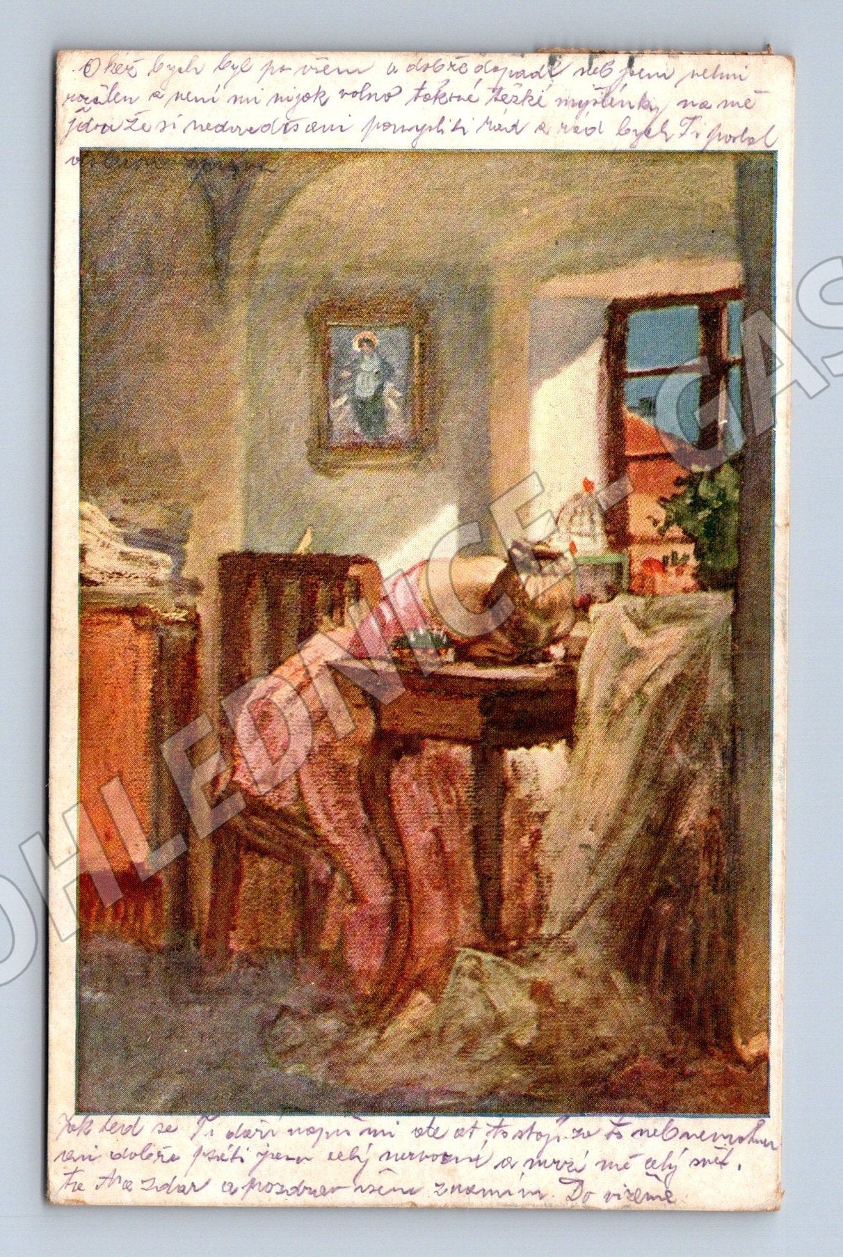 Pohlednice žena u piana 1915 (M25991)