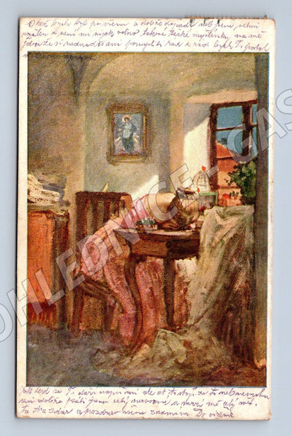 Pohlednice žena u piana 1915 (M25991)