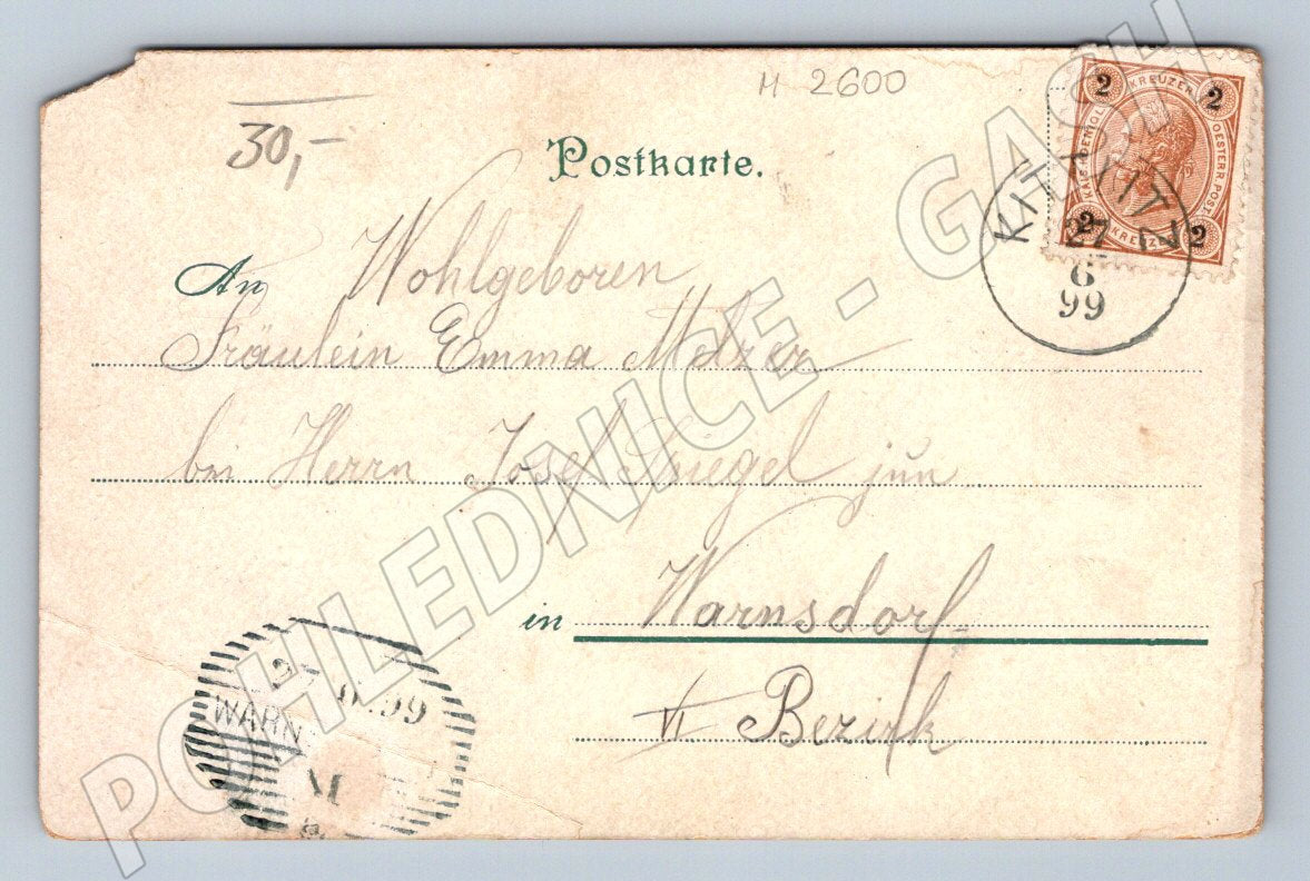 Romantic postcard with German text (M2600)