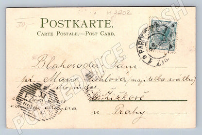 Postcard of a winter village with a church (M2602)