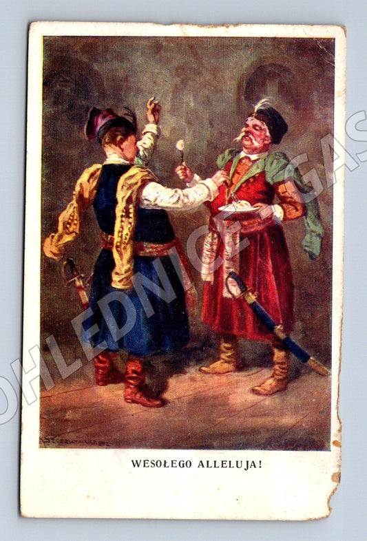 Pohlednice Polsko Velikonoce lidové kroje 1909 (M26022)