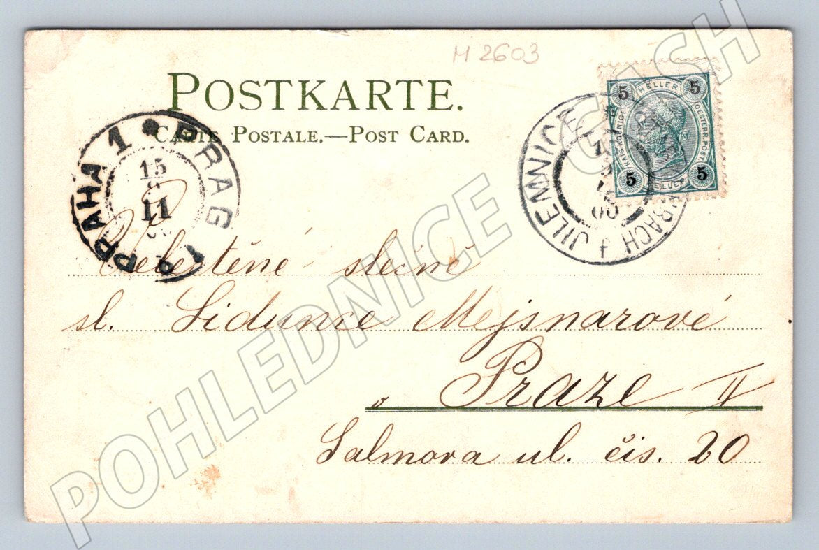 Postcard winter cottage with handwriting (M2603)