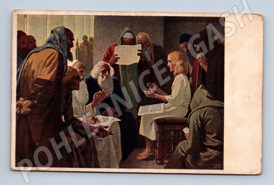 Pohlednice Ježíš v chrámu, biblický motiv (M26030)