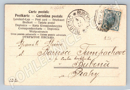 Postcard couple in a punt Bubeneč (M2605)