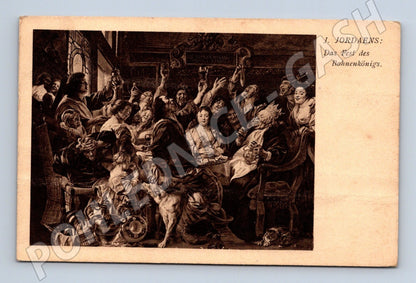 Pohlednice J. Jordaens - Das Fest des Bohnenkönigs (M26056)