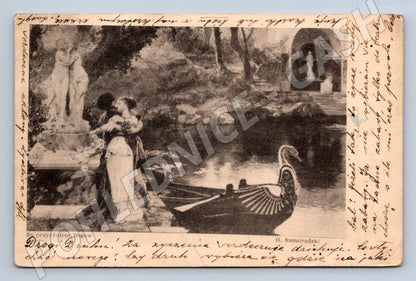 Postcard romantic swan on the water (M2608)