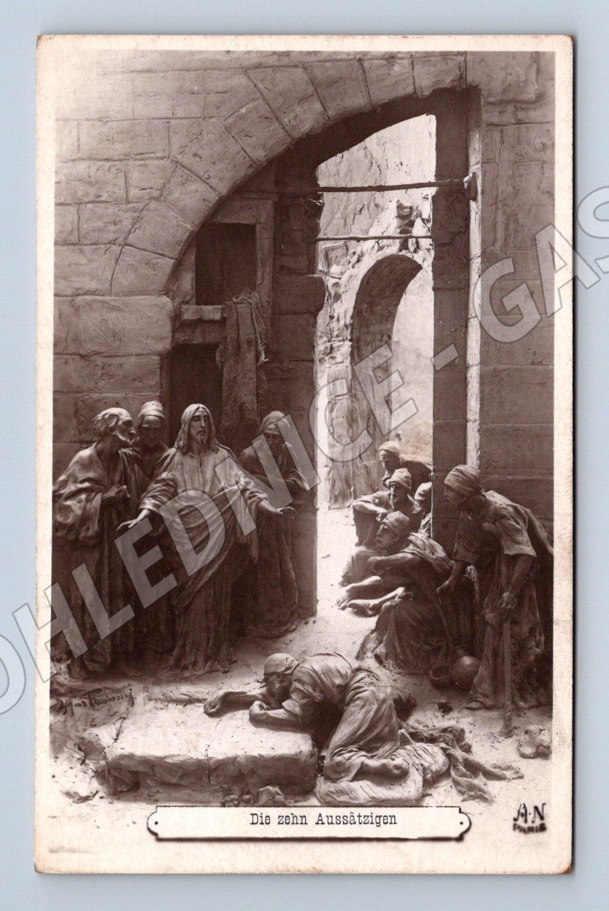 Pohlednice Deset malomocných sochy 1911 (M26084)