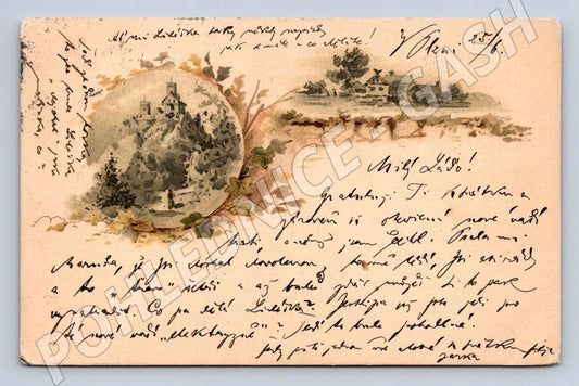 Postcard castle and letter with RU post (M2609)