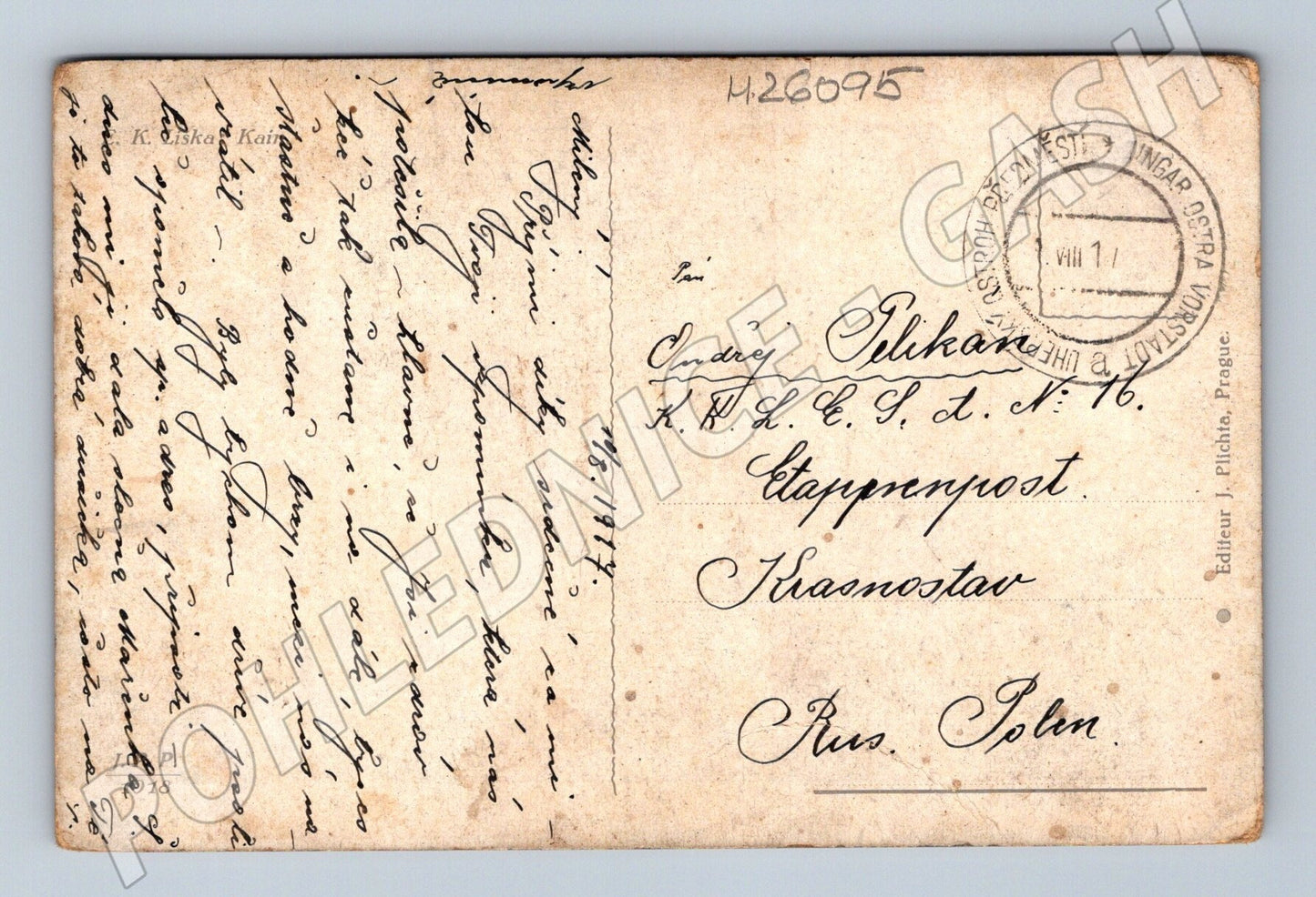 Pohlednice umělecký motiv muž a pták 1907 (M26095)