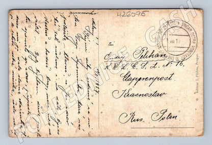 Pohlednice umělecký motiv muž a pták 1907 (M26095)