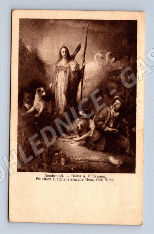 Pohlednice Rakousko malba Rembrandt Diana Endymion (M26112)