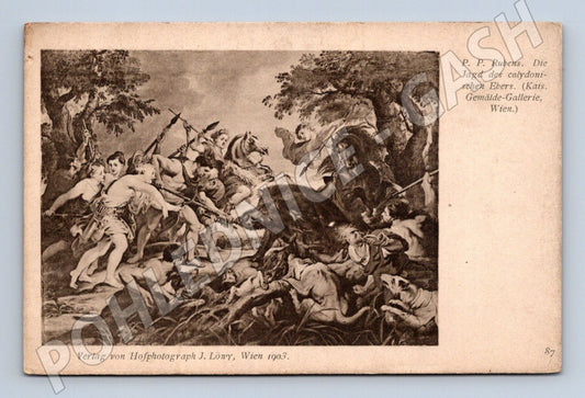 Pohlednice Rakousko Rubens Kaledonský lov na kance 1903 (M26150)
