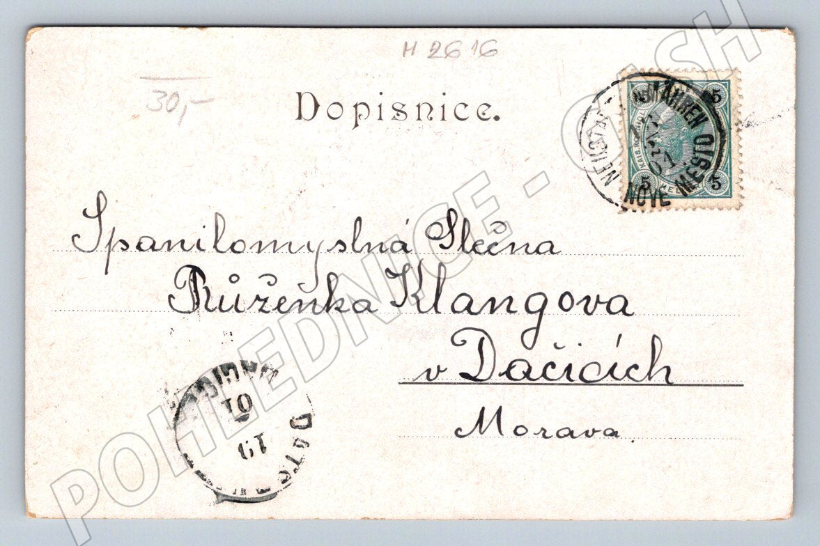 Postcard flowers Czech greeting (M2616)