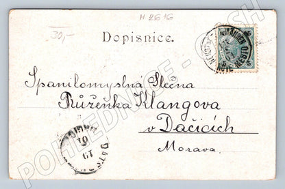 Postcard flowers Czech greeting (M2616)