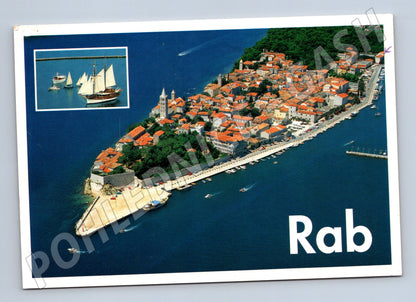 Pohlednice Chorvatsko Rab letecký pohled 2000 (M26223)