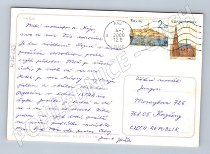Pohlednice Chorvatsko Rab letecký pohled 2000 (M26223)