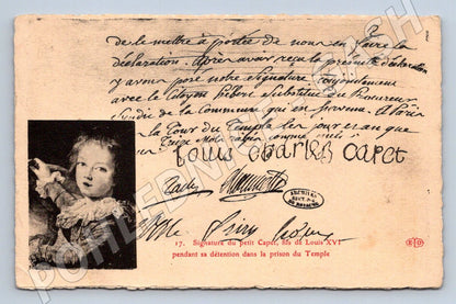 Postcard signature Louis Charles Capet son of Louis XVI (M2623)
