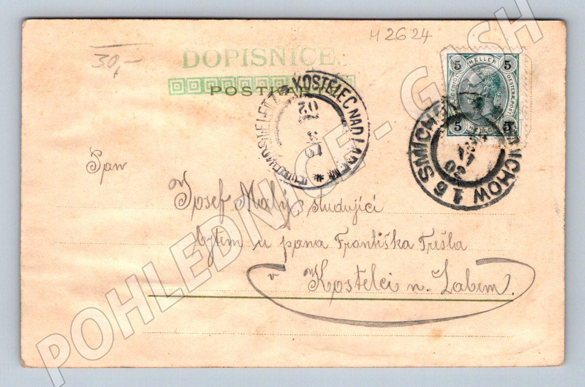 Postcard Prague Smíchov flowers 1902 (M2624)