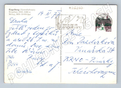 Pohlednice Švýcarsko Engelberg zasněžené hory 1977 (M26247)