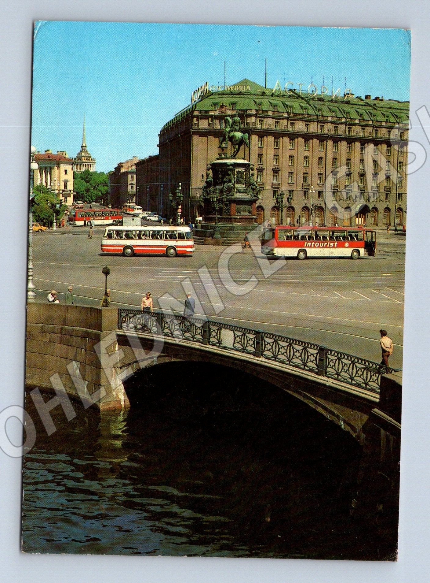 Pohlednice Rusko Leningrad Hotel Astoria most autobusy 1985 (M26257)
