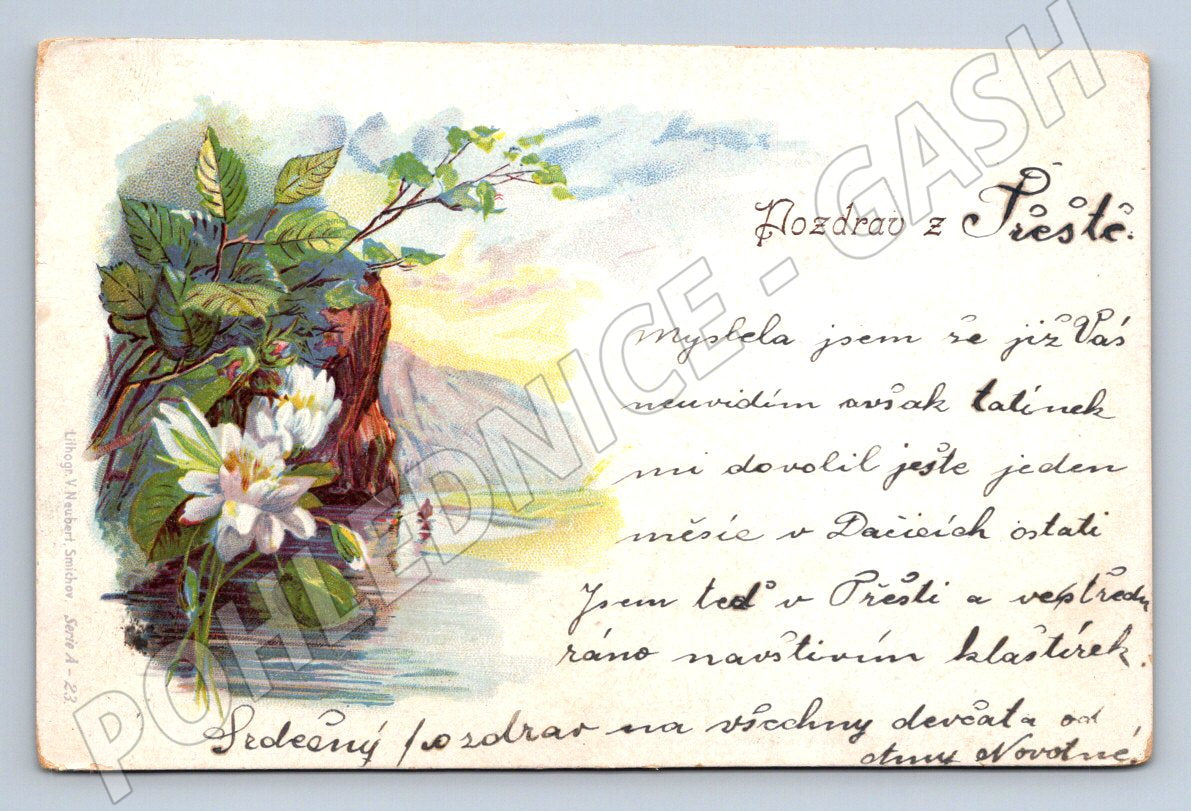 Postcard Greetings from Třeště Czech postcard (M2626)