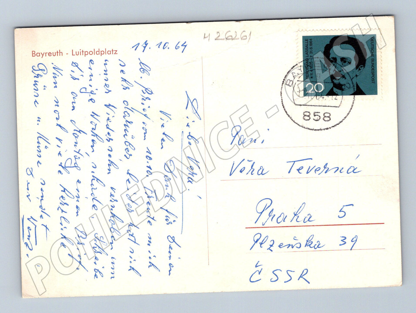 Pohlednice Německo Bayreuth Luitpoldplatz 1964 (M26261)