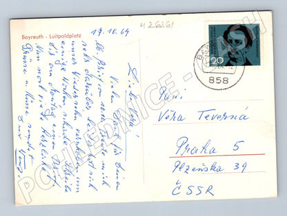 Pohlednice Německo Bayreuth Luitpoldplatz 1964 (M26261)