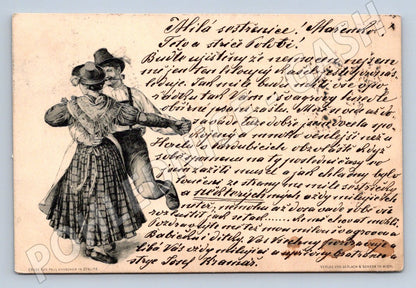 Postcard dance and costumes 1898 (M2627)