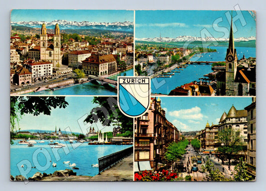 Pohlednice Švýcarsko Curych panorama města 1969 (M26284)