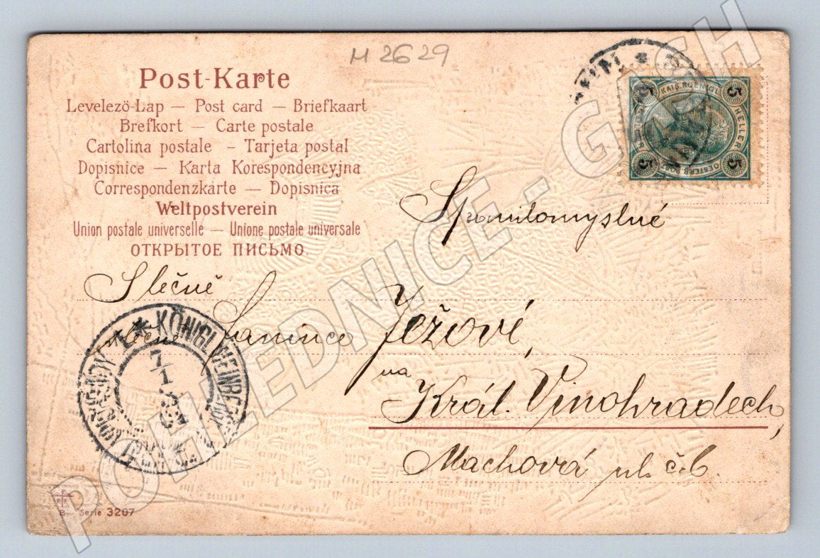 Postcard couple in folk costume ethnography (M2629)