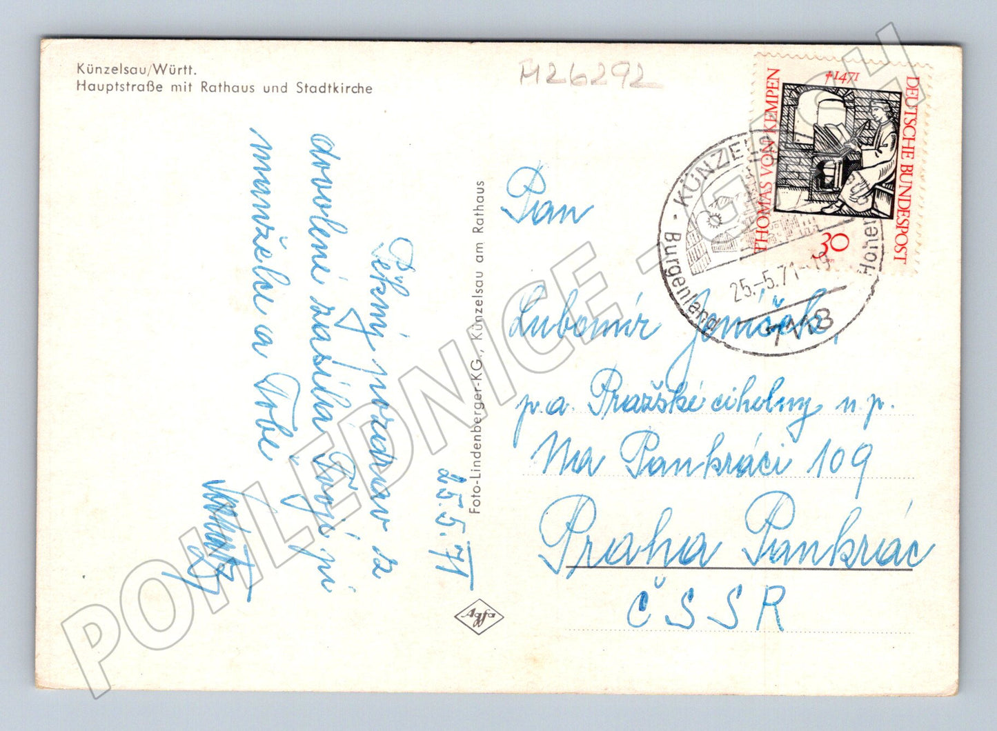 Pohlednice Německo Künzelsau Hlavní ulice s radnicí 1971 (M26292)