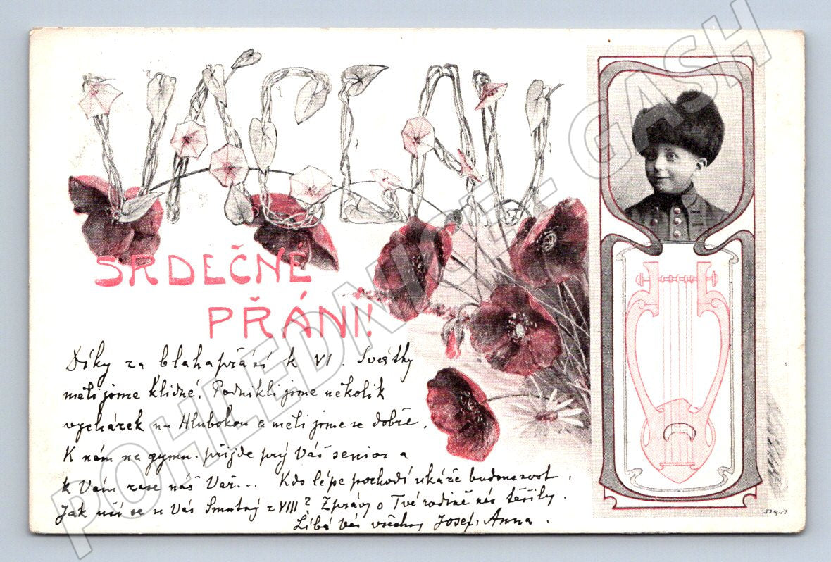 Postcard girl in traditional costume Heartfelt wishes (M2631)