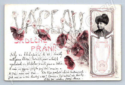 Postcard girl in traditional costume Heartfelt wishes (M2631)