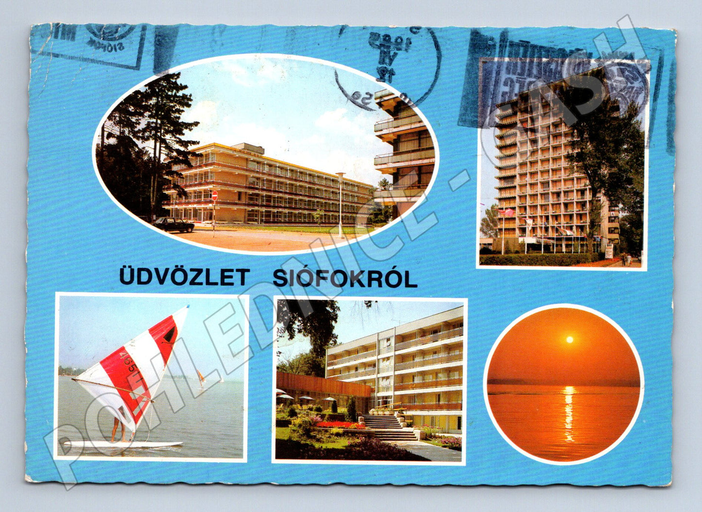 Pohlednice Maďarsko Siófok hotely plachetnice 1985 (M26317)