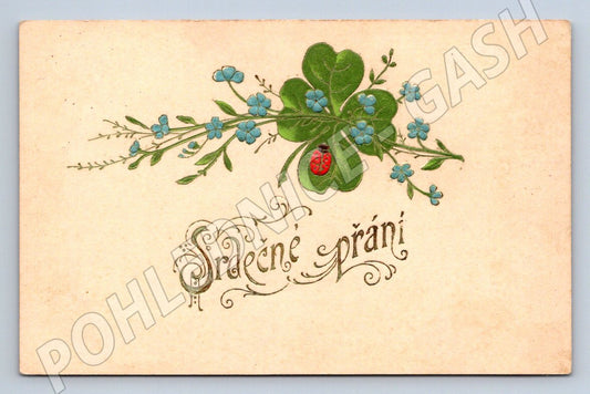 Postcard clover and ladybug Czech Republic (M2632)