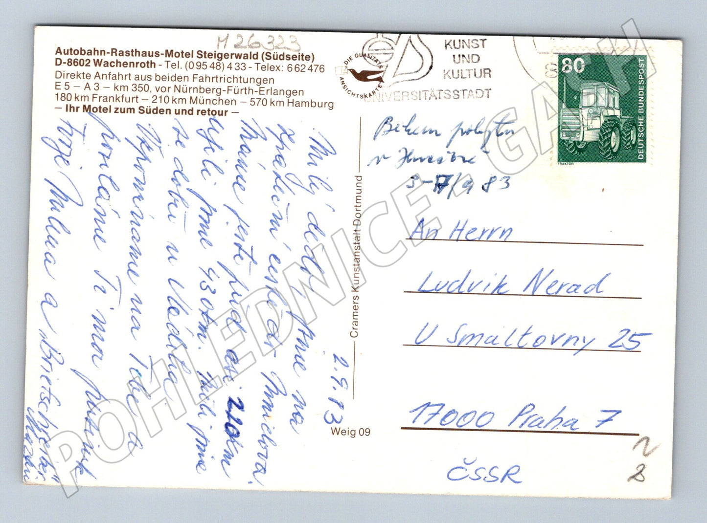 Německo Steigerwald, Norimberk, Bamberk, Rothenburg 1983 (M26323)