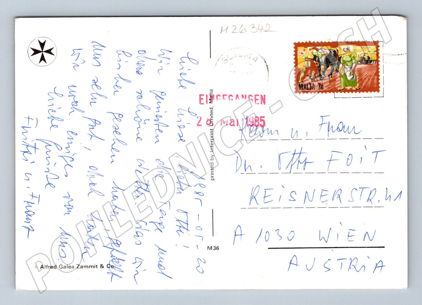 Pohlednice Malta různé pohledy 1985 (M26342)