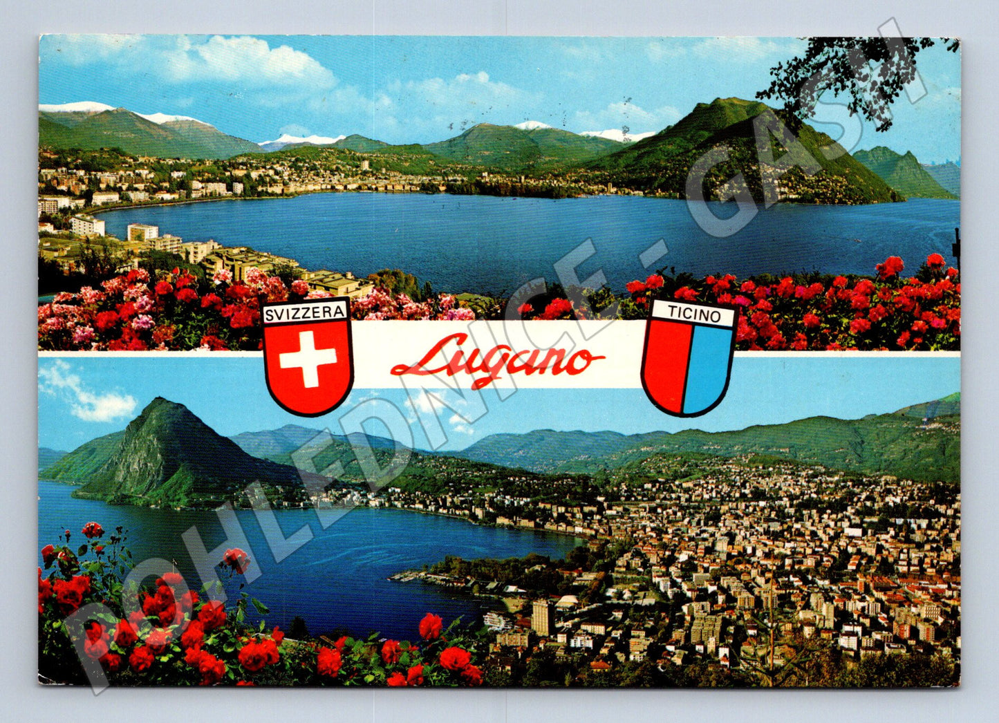 Pohlednice Švýcarsko Lugano jezero a město 1986 (M26343)