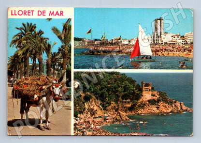 Pohlednice Španělsko Lloret de Mar pláž hrad 1965 (M26345)